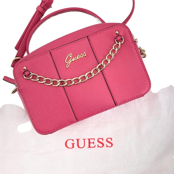 🚨Guess NWOT Womens Pink & Gold Zip Top Shoulder Bag Dust Bag Included - Picture 8 of 8